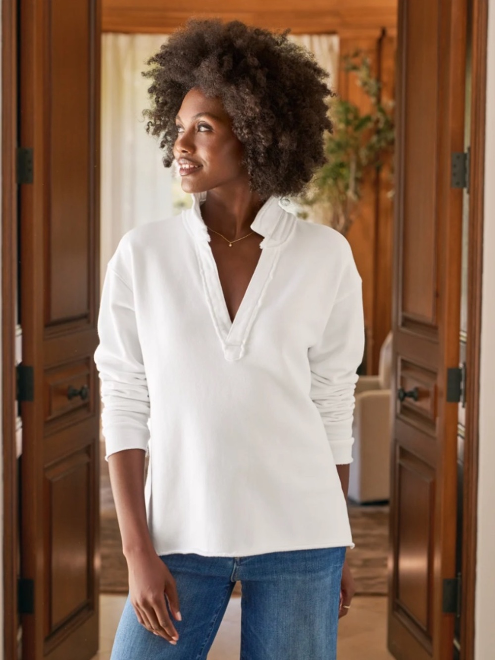 Frank & Eileen Patrick Popover Henley, Medium, White